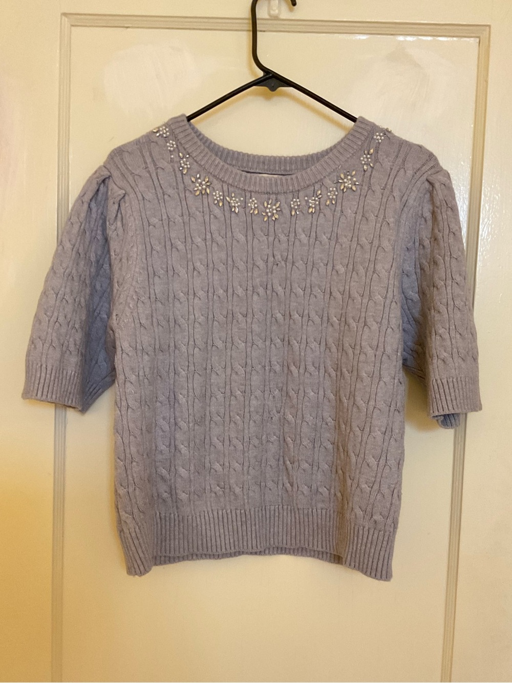 Tahari Cable-Knit Short-Sleeve Sweater